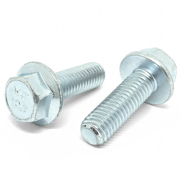M6-1.0x20 Class 10.9 Hex Flange Bolts Zinc Clear