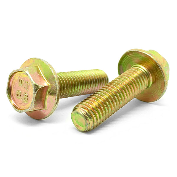 M6-1.0x12 Class 8.8 Hex Flange Bolts Zinc Yellow