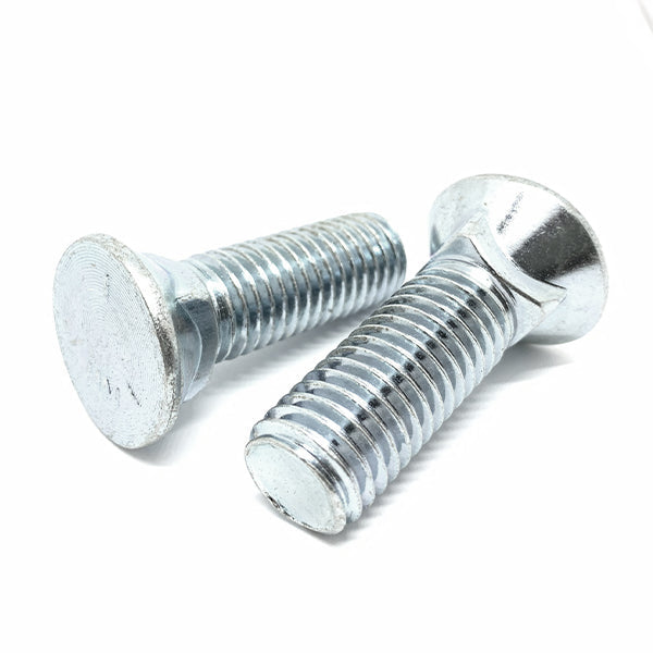 7/16-14x2" #3 Flat Round Head Grade 5 Plow Bolts Zinc