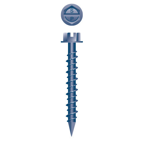 #1/4 Strong-Point Hex Washer Head 1/4 x 3-1/4, Hi-Low-Blue Ceramic