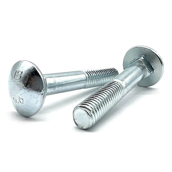 M10-1.5x80 Class 4.6 Round Head Carriage Bolts Zinc