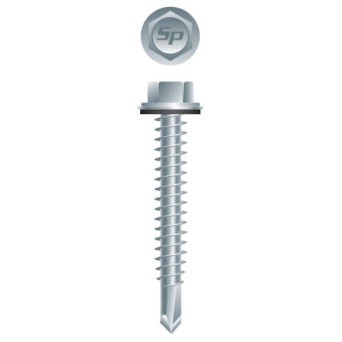 #8 Strong-Point Hex Washer Head w/Washer 8-18 x 5/8, Zinc