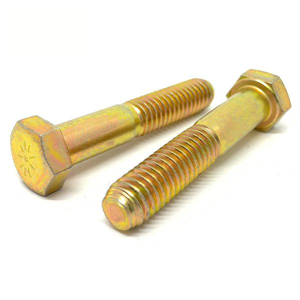 1/4"-20x1-1/2" Hex Cap Screws Grade L-9 Bolts USA Zinc Yellow