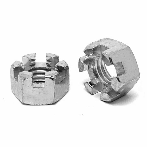 7/8"-14 Steel Slotted Hex Nuts Plain & Oil
