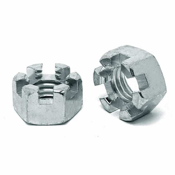 7/16"-20 Slotted Finished Hex Nuts Zinc Clear