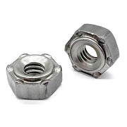 M12-1.75 6 Prong Long Pilot Hex Weld Nuts