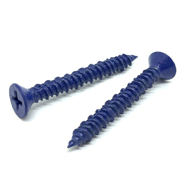 3/16x2-3/4" Phillips Flat Head Concrete Screws Piercing Point Blue Finish