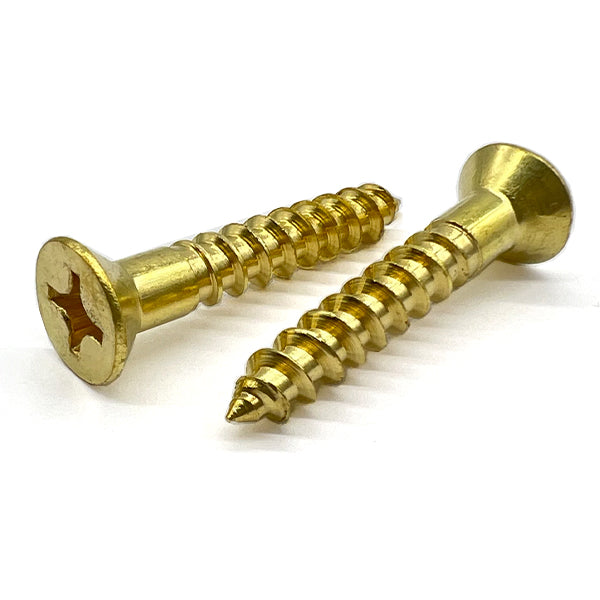 #8x1-3/4" Phillips Flat Head Wood Screws Brass