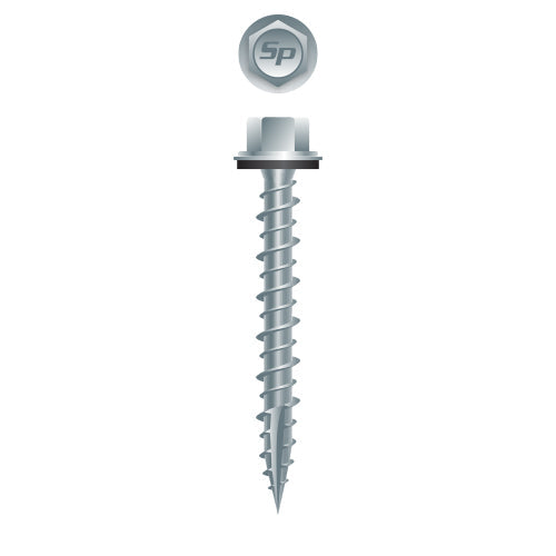 #10 Hi-Strong-Point Hex Washer Head w/ Washer 10-14 x 3, Hi-Low, Type '17', Strong-Shield