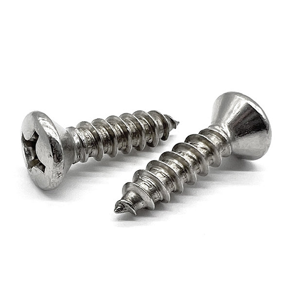#12x2" 18-8 Stainless Steel Phillips Oval Head Type A Self Tapping Screws
