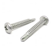 #8x1" Stainless Steel Phillips Pan Head #2 Point Self Drilling Screws
