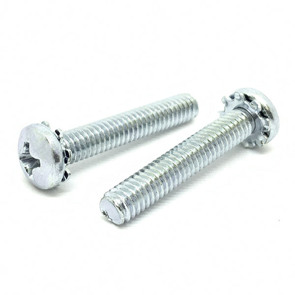 #10-32x1-1/2" External Tooth Sems Phillips Pan Head Machine Screws Zinc