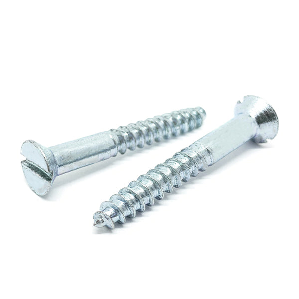 #10x1" Slotted Flat Head Wood Screws Zinc Clear
