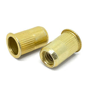 M4-0.7 L (.080-.130) Steel Small Flange Knurled Body Rivet Nut Zinc Yellow