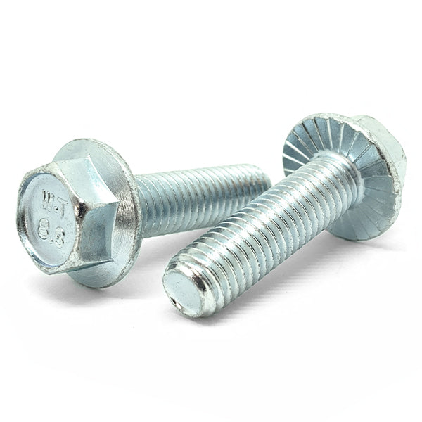 M8-1.25x25 Class 8.8 Hex Serrated Flange Bolts Zinc Clear
