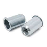 1/4-20 (.030-.165) Steel Small Flange Smooth Body Rivet Nut Zinc Clear