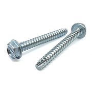 #6-20x3/4" Slotted Indent Hex Washer Head Type BT Thread Cutting Screws Zinc Clear