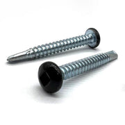 #10x3/4" Pan Head Square Drive #3 Point Self-Drilling TEKS Screw Black Painted Head Zinc