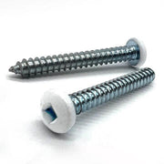 #10x3/4" Pan Head Square Drive Type AB Sheet Metal Screw White Painted Head Zinc