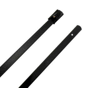 14.1" 300lb 316 Stainless Steel Zip Cable Tie Black Polyester Coated