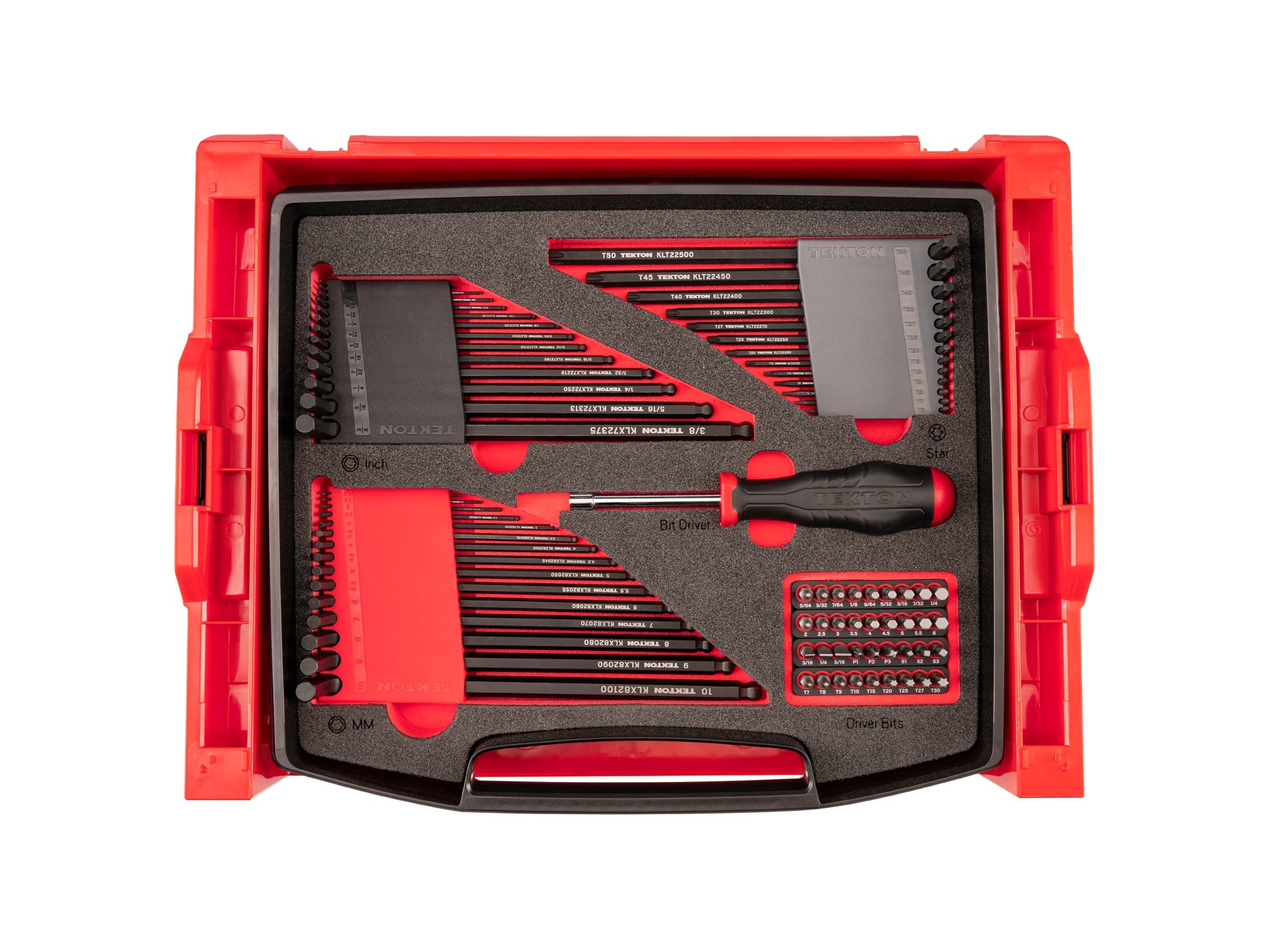 L-Key and Bit Driver Set with Open Top Drawer and Rack, 78-Piece (0.050 - 3/8 in., 1.3 - 10 mm, #1 - #3, T7 - T30)